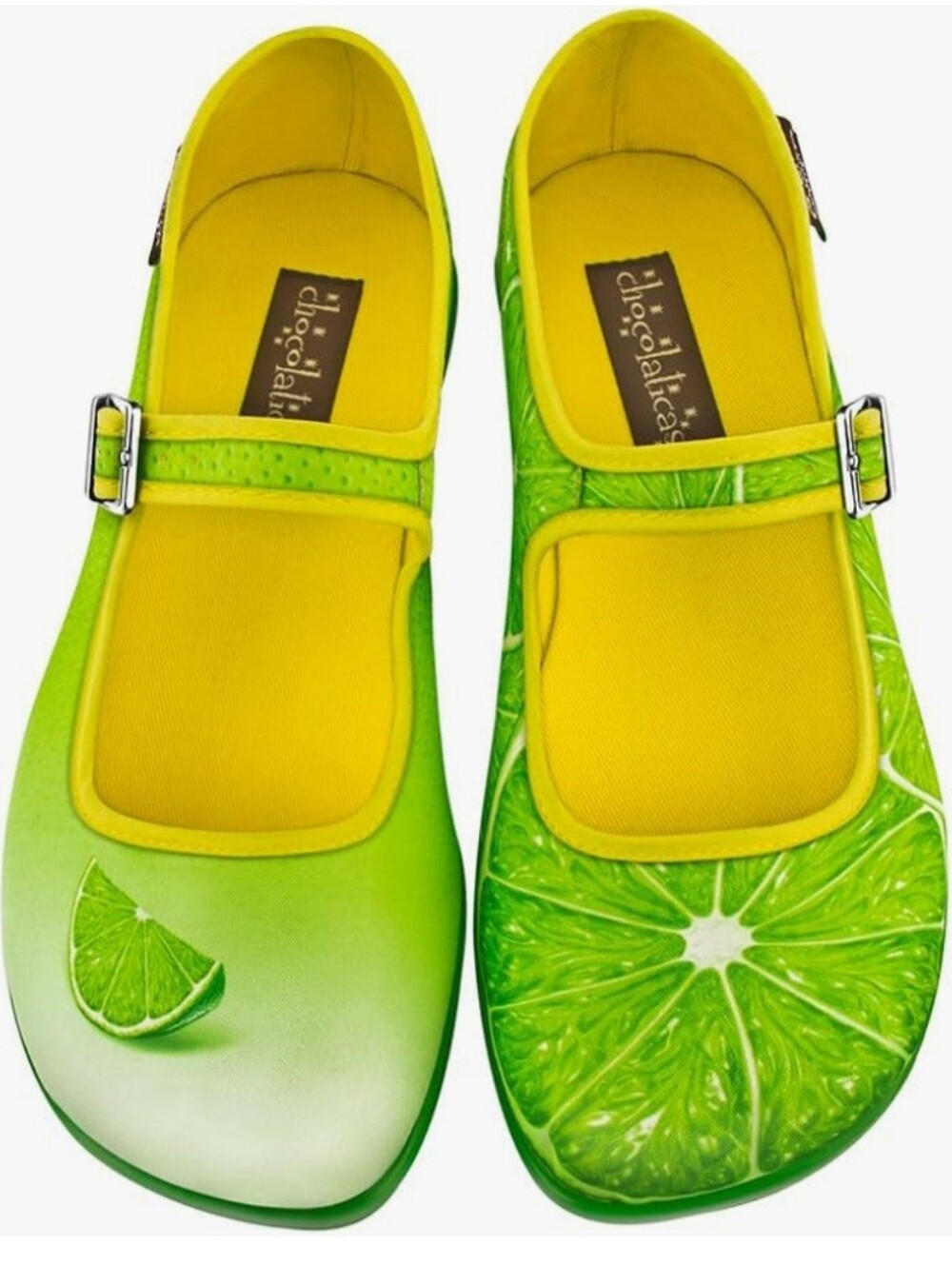 HOT CHOCOLATE DESIGNS CHOCOLATICAS LIME MARY JANE FLATS W/ADJUST BUCKLE SZ EU 38